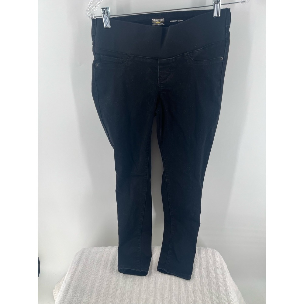 Signature by Levi Strauss Maternity Skinny Jeans Black Over Belly Size M